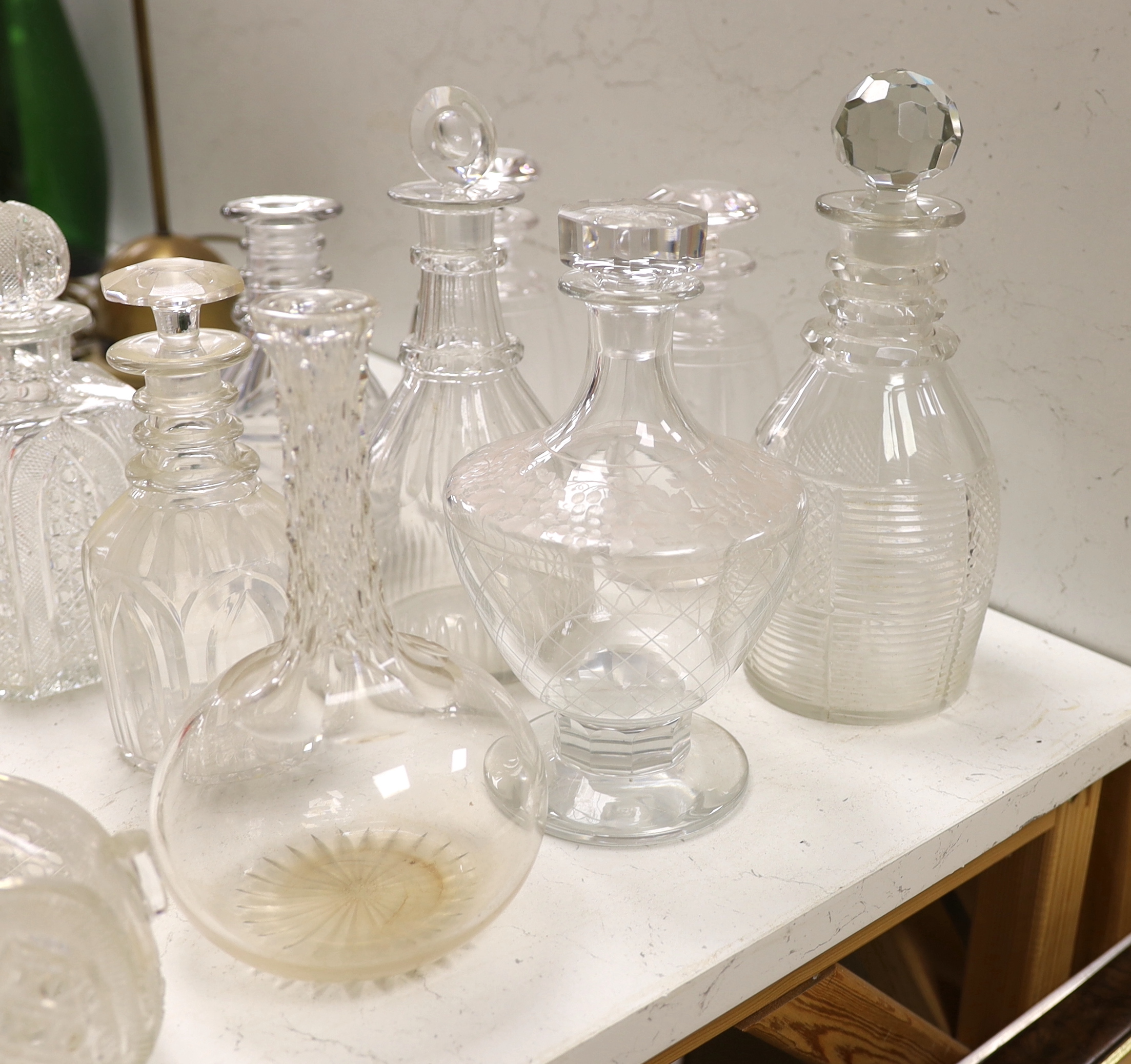 A collection of cut glass decanters (16)